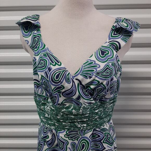 Chadwicks Dress Womens Size 10 Y2K Coastal Grandma Boho Paisley Green Blue Retro - Picture 6 of 8
